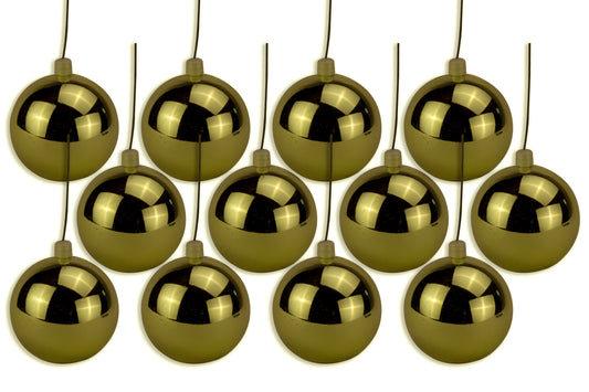 12 Pack 100mm 4" Shiny Gold Ball Ornament with Wire and UV Coating