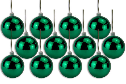 12 Pack 100mm 4" Shiny Green Ball Ornament with Wire and UV Coating