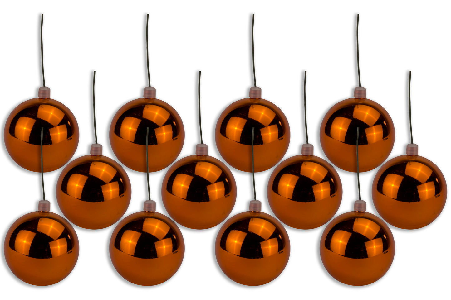 12 Pack 100mm 4" Shiny Orange Ball Ornament with Wire and UV Coating