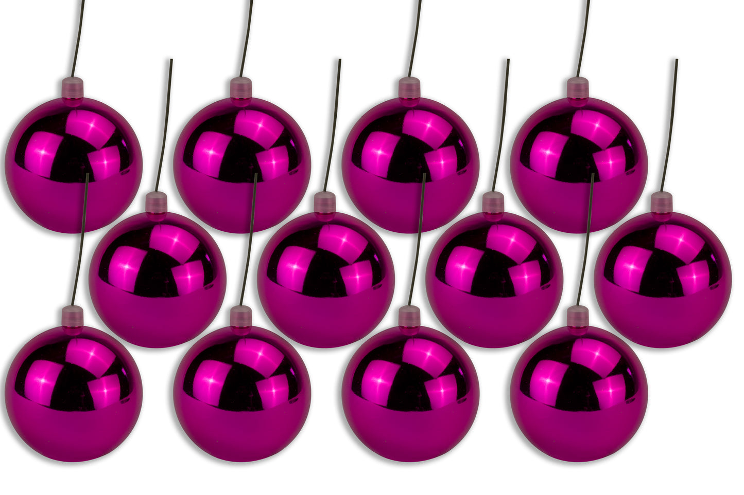 12 Pack 100mm 4" Shiny Pink Ball Ornament with Wire and UV Coating