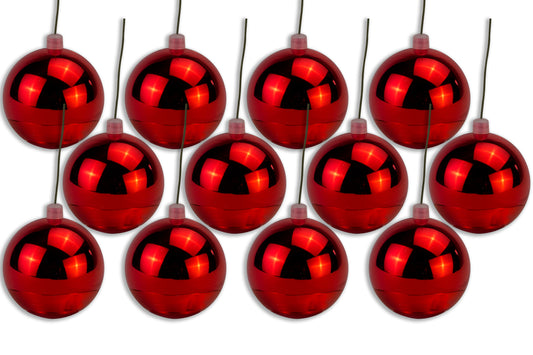 12 Pack 100mm 4" Shiny Red Ball Ornament with Wire and UV Coating