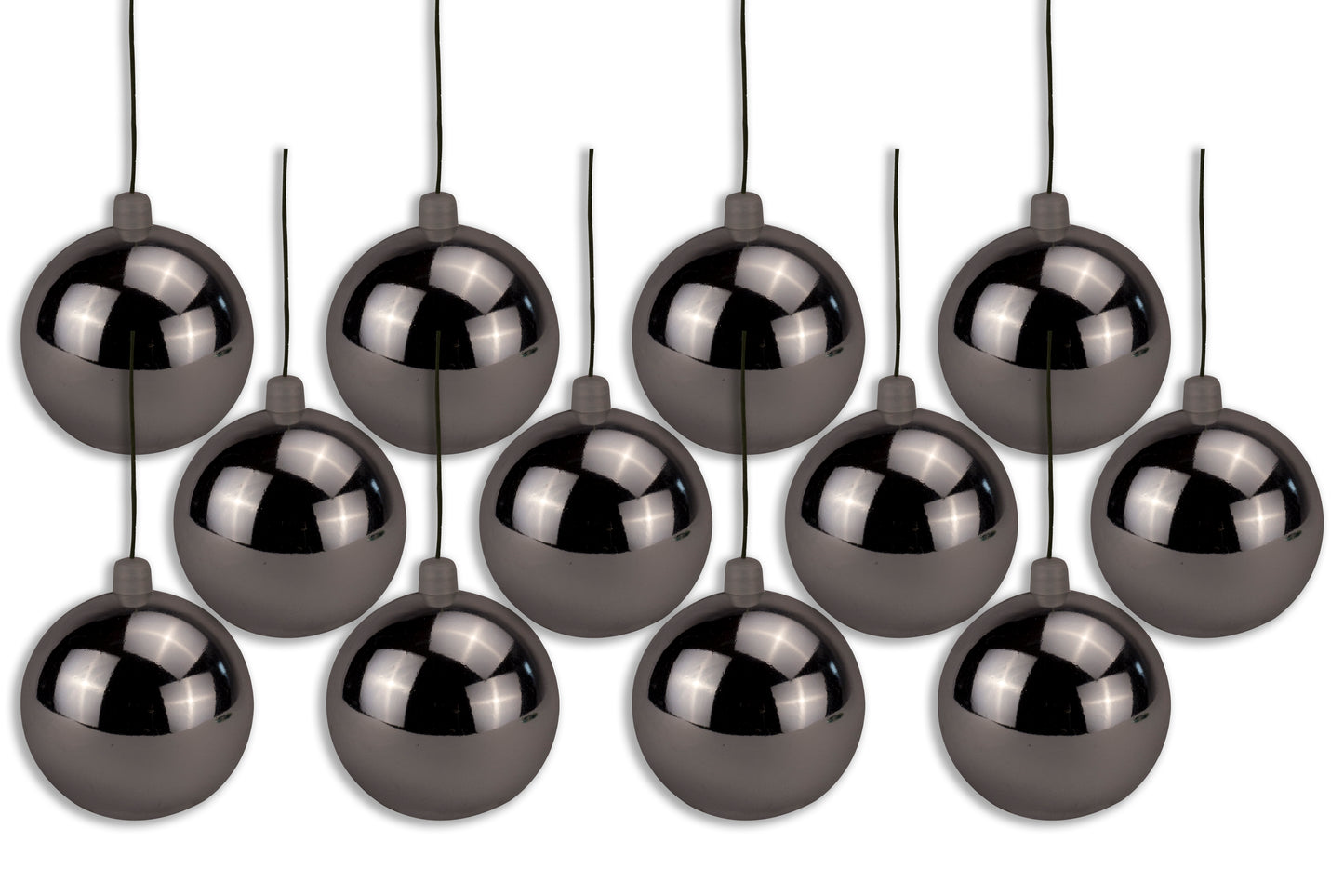 12 Pack 100mm 4" Shiny Silver Ball Ornament with Wire and UV Coating