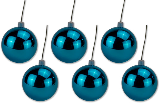 6 Pack 120mm 5" Shiny Aqua Ball Ornament with Wire and UV Coating