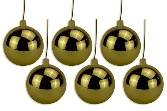 6 Pack 120mm 5" Shiny Gold Ball Ornament with Wire and UV Coating