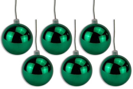 6 Pack 120mm 5" Shiny Green Ball Ornament with Wire and UV Coating