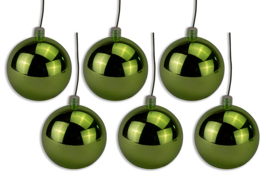 6 Pack 120mm 5" Shiny Lime Green Ball Ornament with Wire and UV Coating