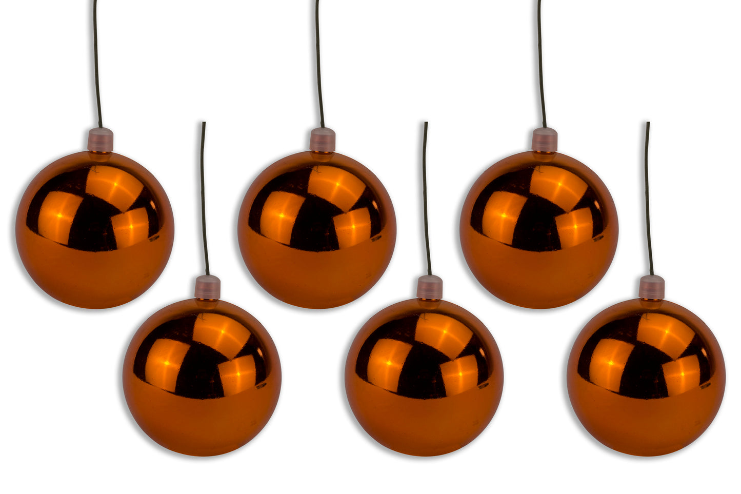 6 Pack 120mm 5" Shiny Orange Ball Ornament with Wire and UV Coating