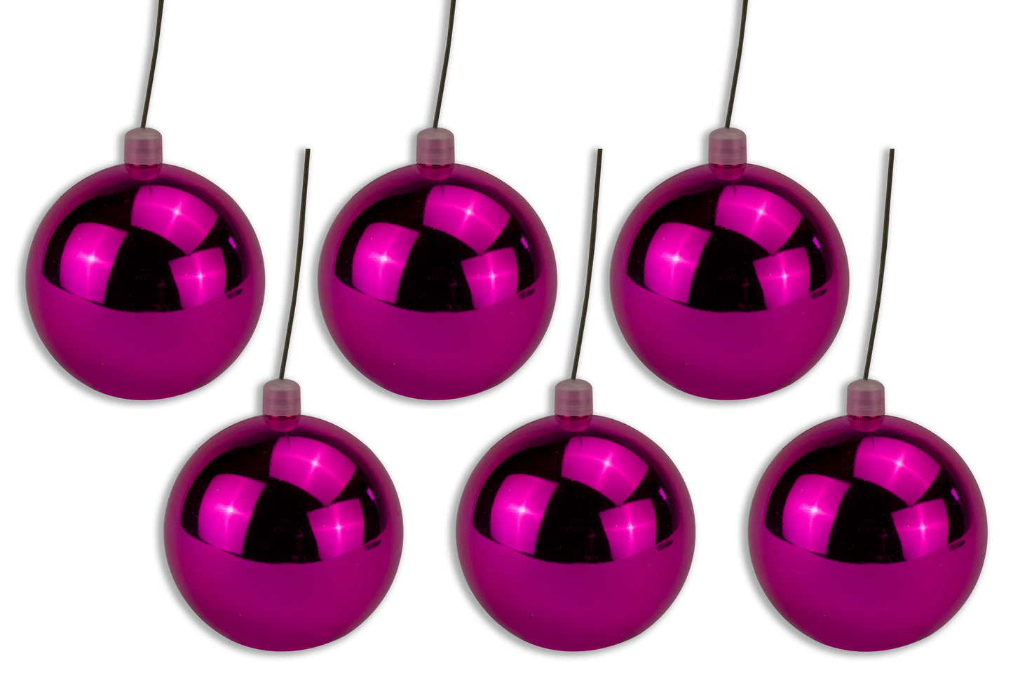 6 Pack 120mm 5" Shiny Pink Ball Ornament with Wire and UV Coating