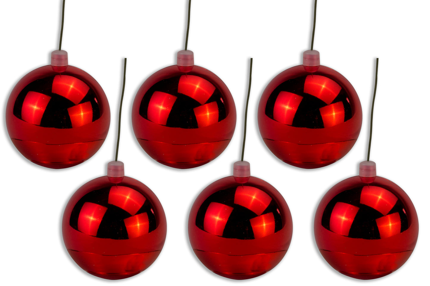 6 Pack 120mm 5" Shiny Red Ball Ornament with Wire and UV Coating