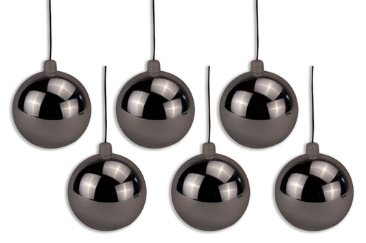 6 Pack 120mm 5" Shiny Silver Ball Ornament with Wire and UV Coating