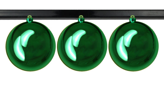 3 Pack 140mm 5.5" Shiny Green Ball Ornament with Wire and UV Coating