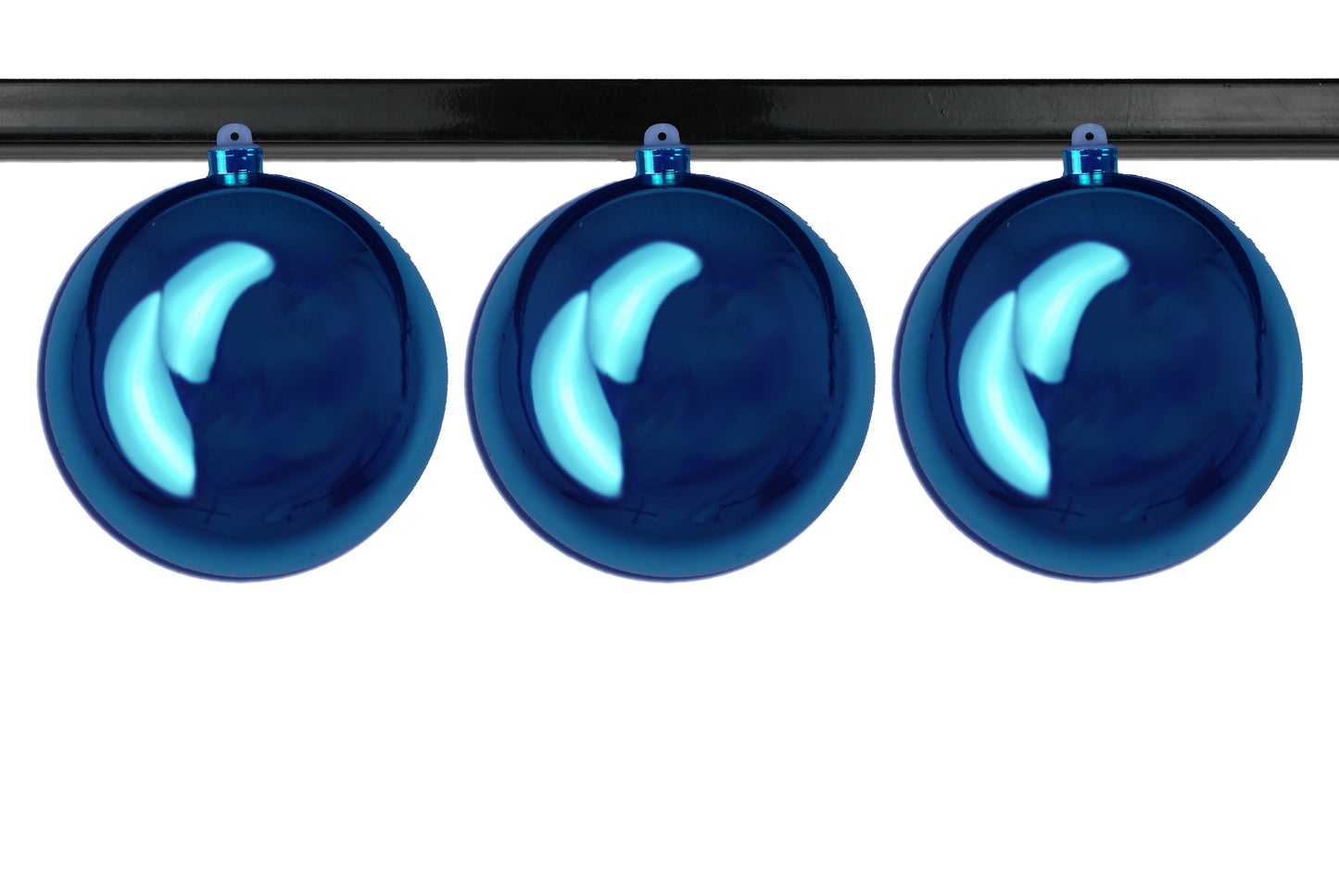 3 Pack 150mm 6" Shiny Blue Ball Ornament UV Coated with Wire