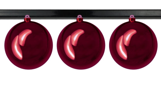 3 Pack 150mm 6" Shiny Burgundy Ball Ornament UV Coated with Wire