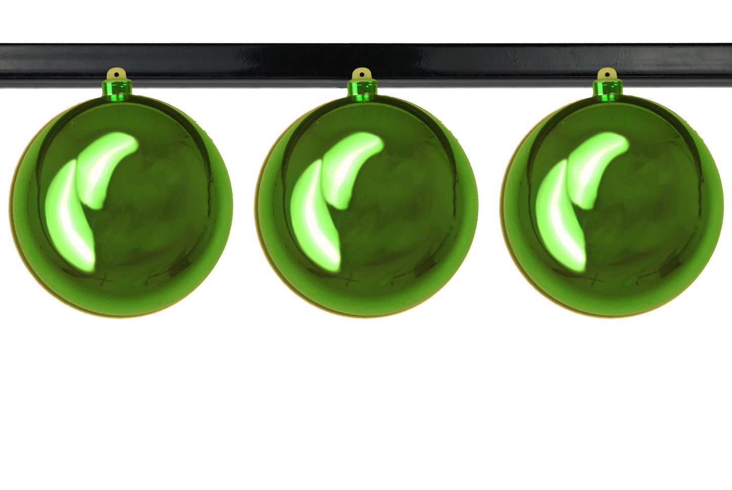 3 Pack 150mm 6" Shiny Lime Green Ball Ornament UV Coated with Wire