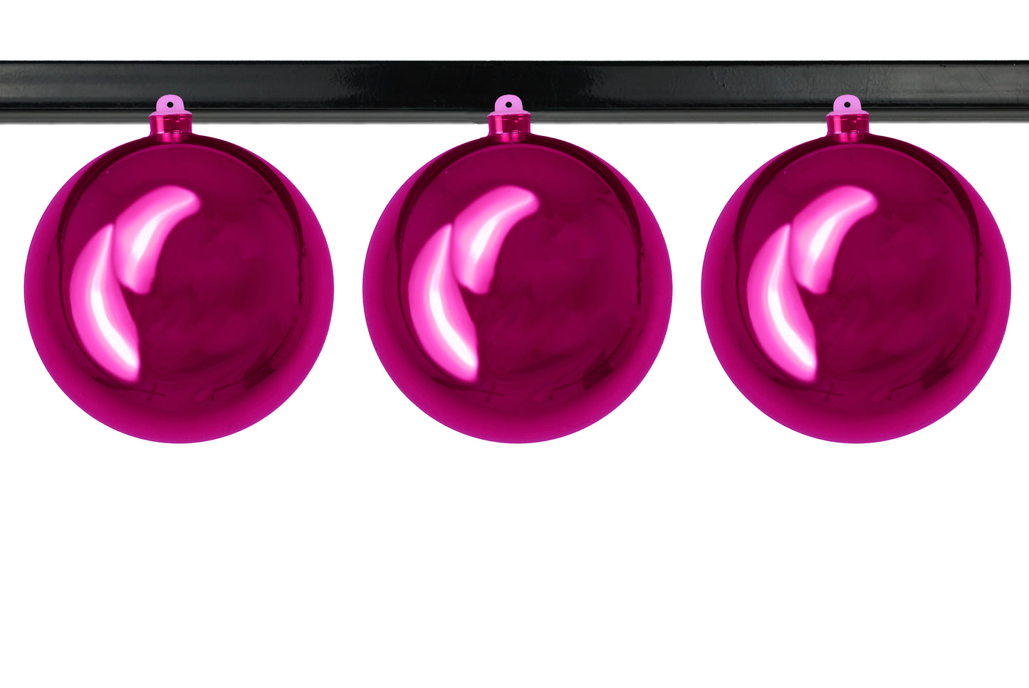 3 Pack 150mm 6" Shiny Pink Ball Ornament UV Coated with Wire