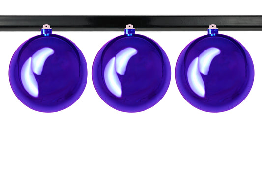 3 Pack 150mm 6" Shiny Purple Ball Ornament UV Coated with Wire