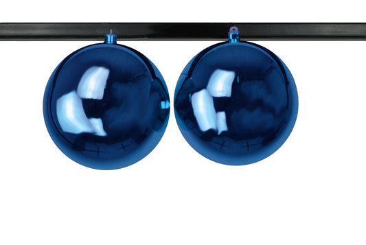 2 Pack 200mm 8" Shiny Blue Ball Ornament UV Coated with Wire