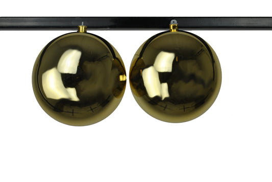 2 Pack 200mm 8" Shiny Gold Ball Ornament UV Coated with Wire