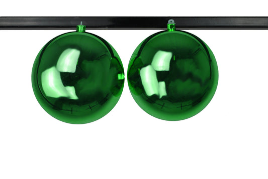 2 Pack 200mm 8" Shiny Green Ball Ornament UV Coated with Wire