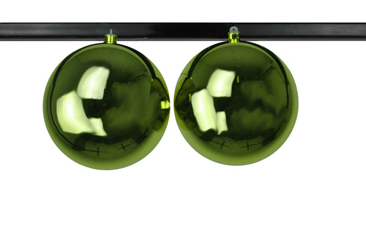 2 Pack 200mm 8" Shiny Lime Green Ball Ornament UV Coated with Wire