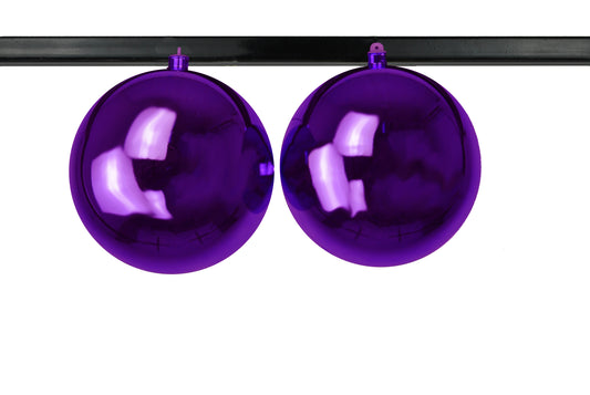 2 Pack 200mm 8" Shiny Purple Ball Ornament UV Coated with Wire