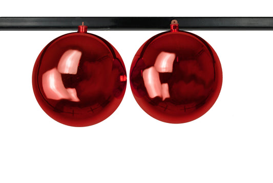 2 Pack 200mm 8" Shiny Red Ball Ornament UV Coated with Wire