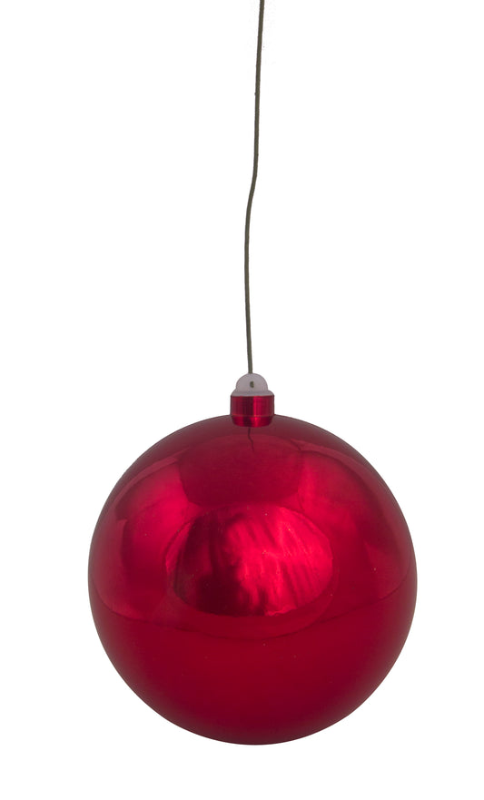 10" Shiny Red 250mm Ball Ornament UV Coated with Wire