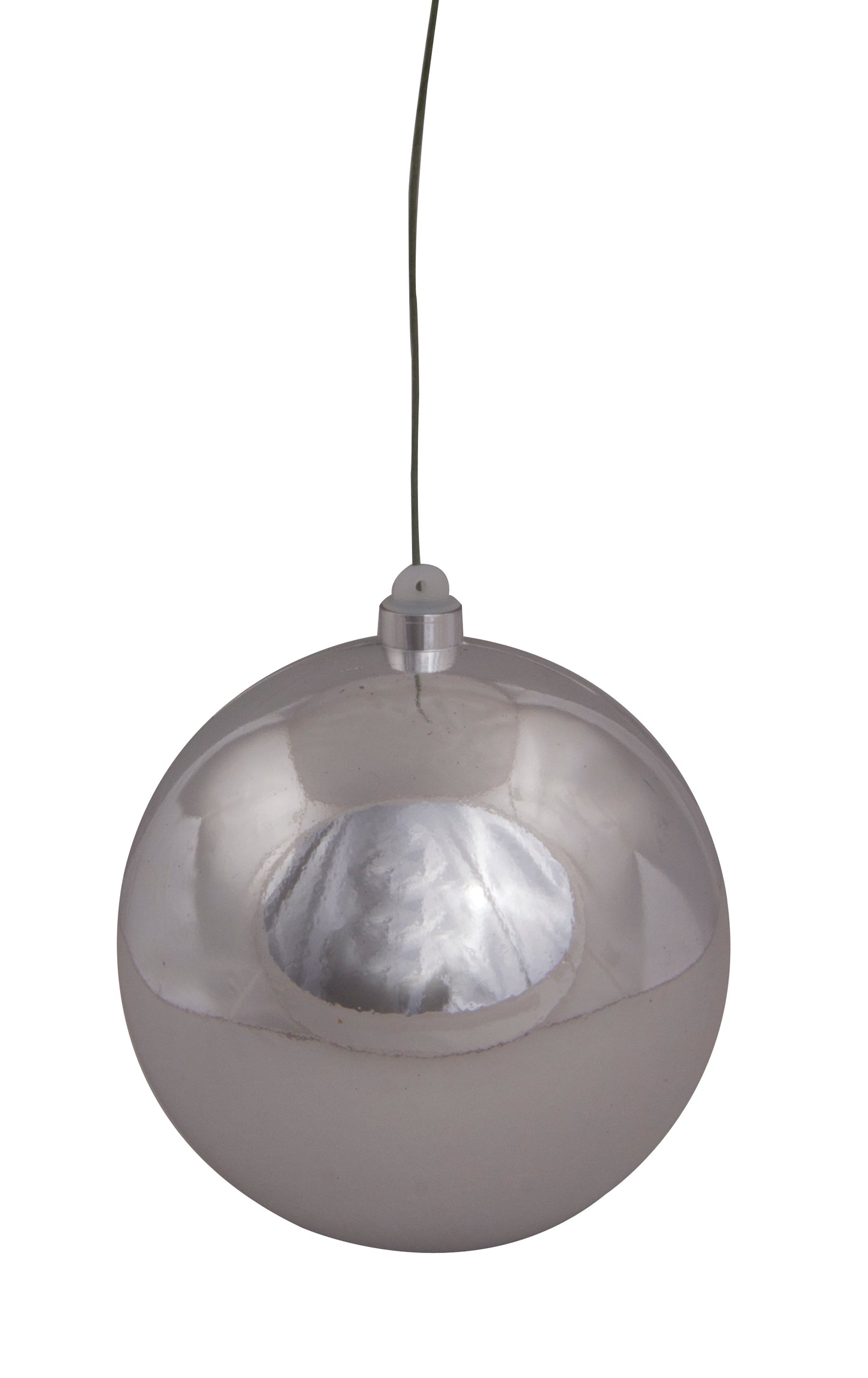 10" Shiny Silver 250mm Ball Ornament UV Coated with Wire