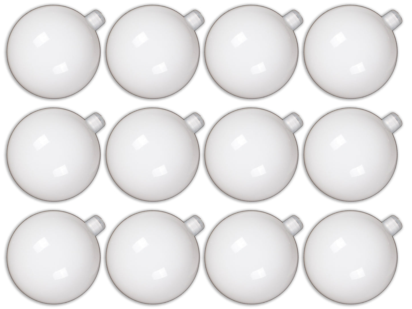 12 Pack 60mm 2.5" Shiny White Ball Ornament with Wire and UV Coating