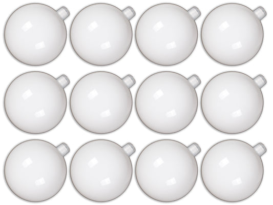 12 Pack 60mm 2.5" Shiny White Ball Ornament with Wire and UV Coating