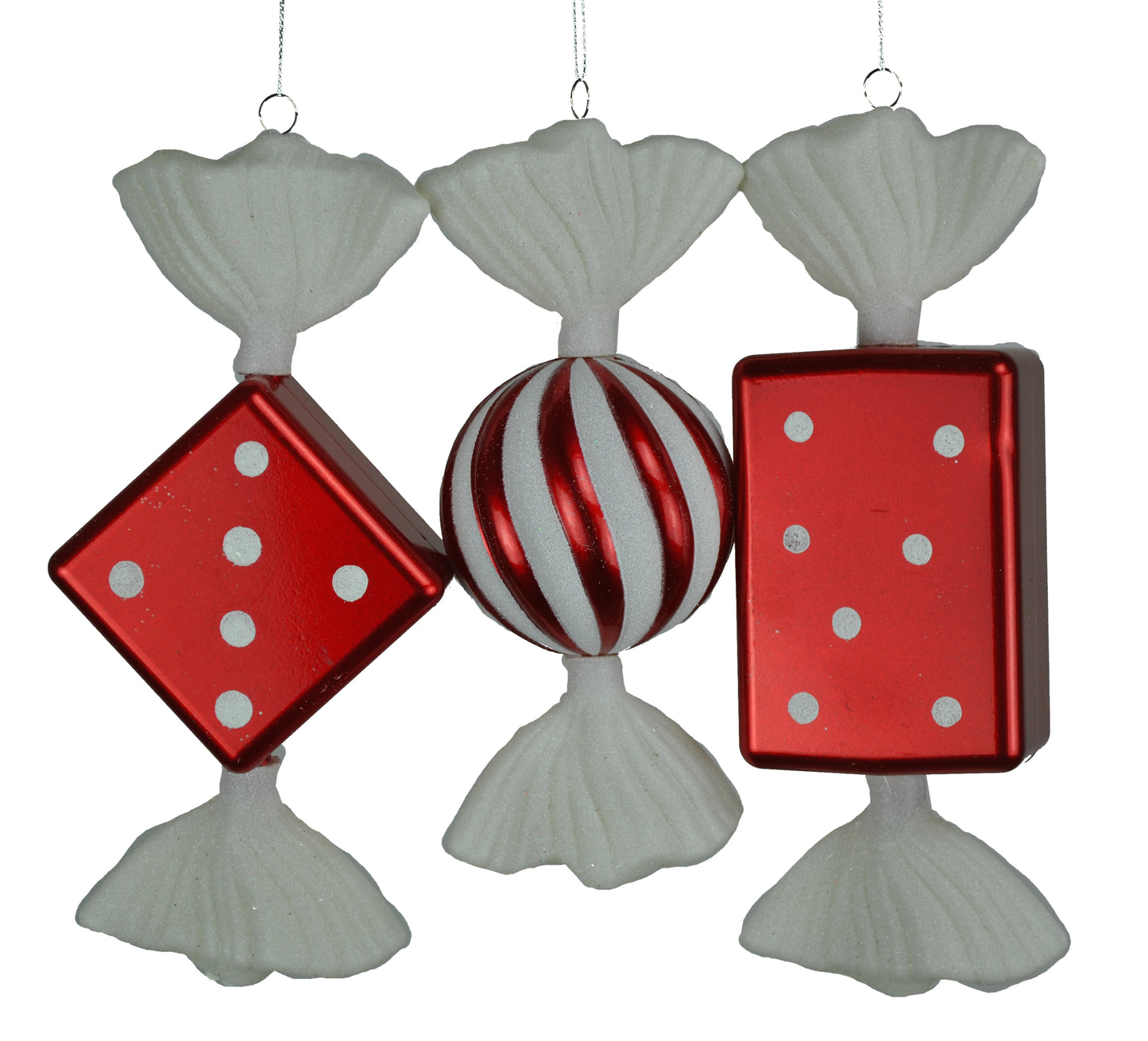 Red & White Candy Ornaments 3 Pack