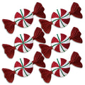 6 Pack of Red, White, and Green Glittery Candy Ornaments