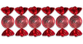 6 Pack of Red Candy Ornaments with White Swirling Designs