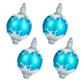 4 Pack of Aqua, Silver, and White Finial Ornaments with Glitter Enhancements