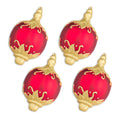 4 Pack of Red and Gold Finial Ornaments with Glitter Enhancements