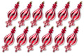 12 Pack Red and White Finial Candy Ornament Set