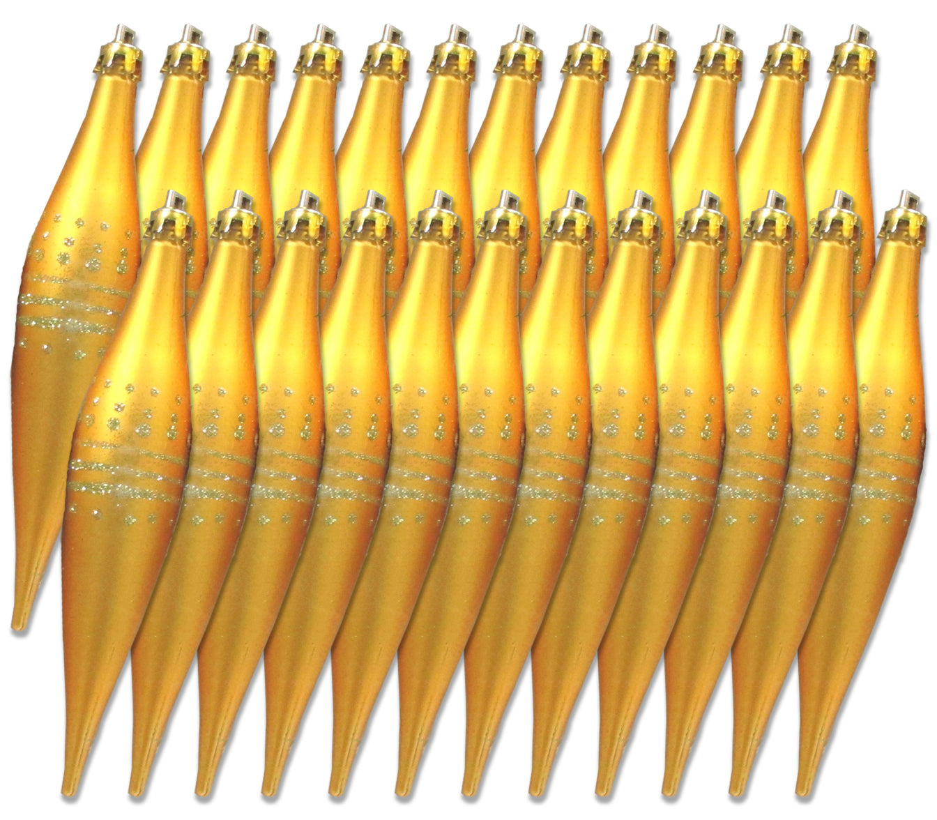 24 Pack Gold Finial Ornaments with Dot Design