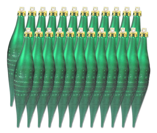 24 Pack Green Finial Ornaments with Dot Design