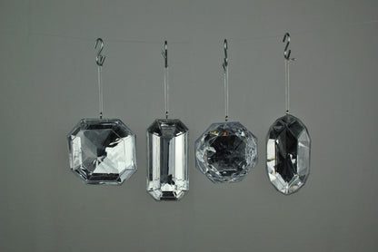4 Pack of Clear Assorted Jewel Ornaments