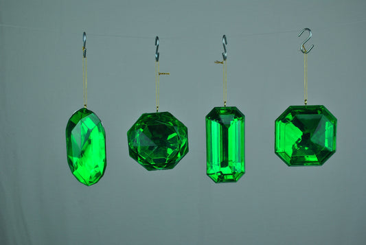 Green Jewel Ornaments 4 Pack