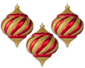 3 Pack 150mm Onion Ornament Traditional Collection Red and Gold