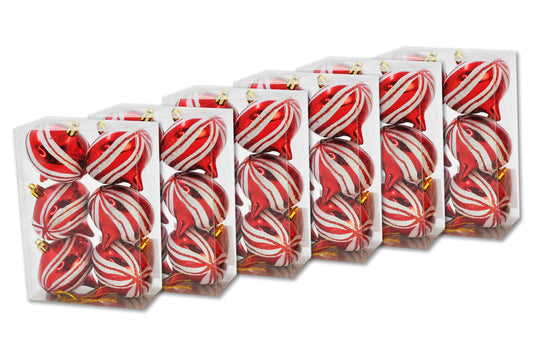 36 Pack Red and White Onion Ornament with Spiral Design