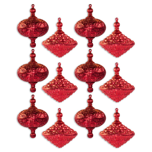 12 Pack Red Oval and Onion Assorted Ornaments