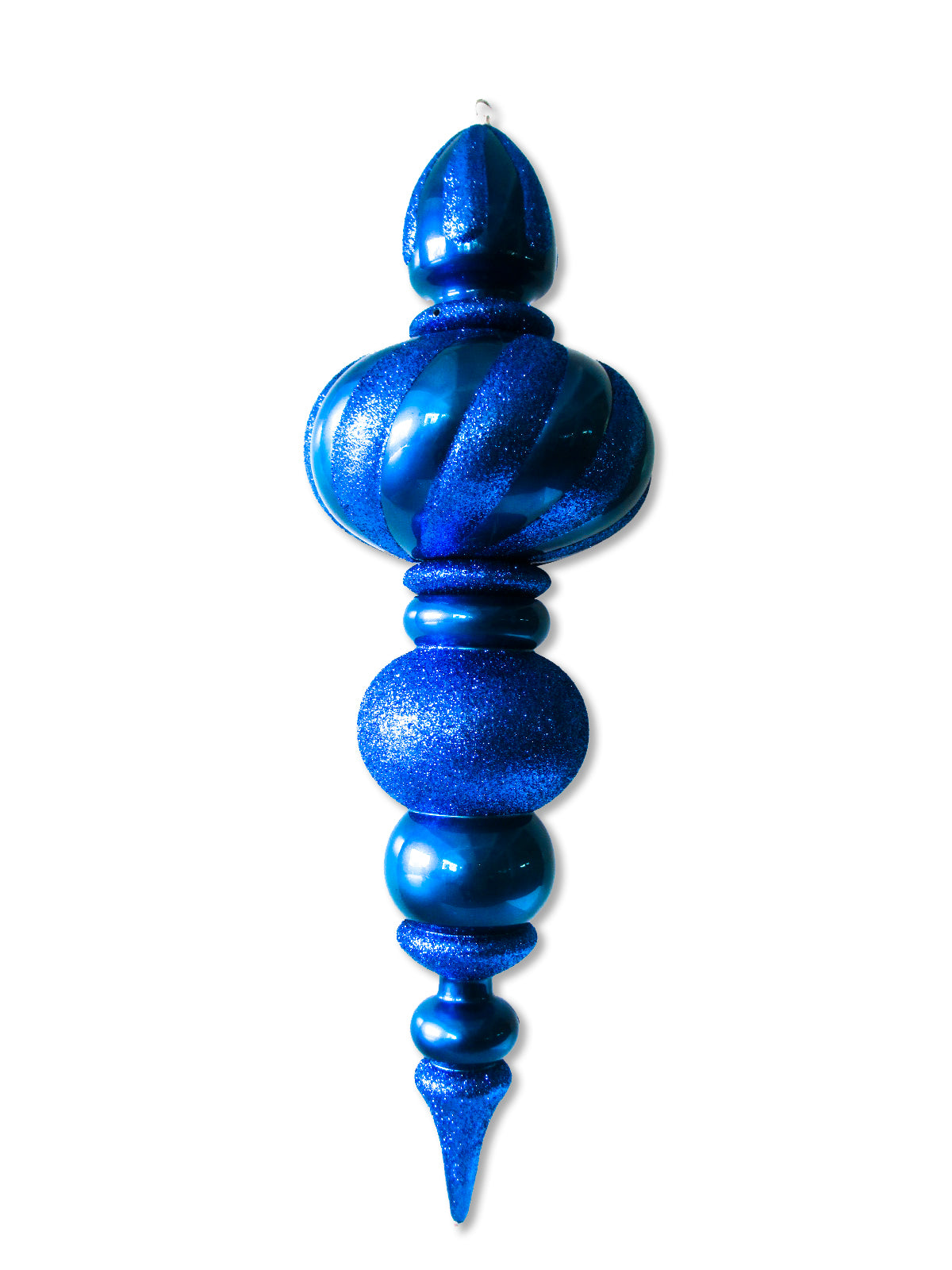 38.5" Blue Oversized Finial Ornament with Glitter Enhancements