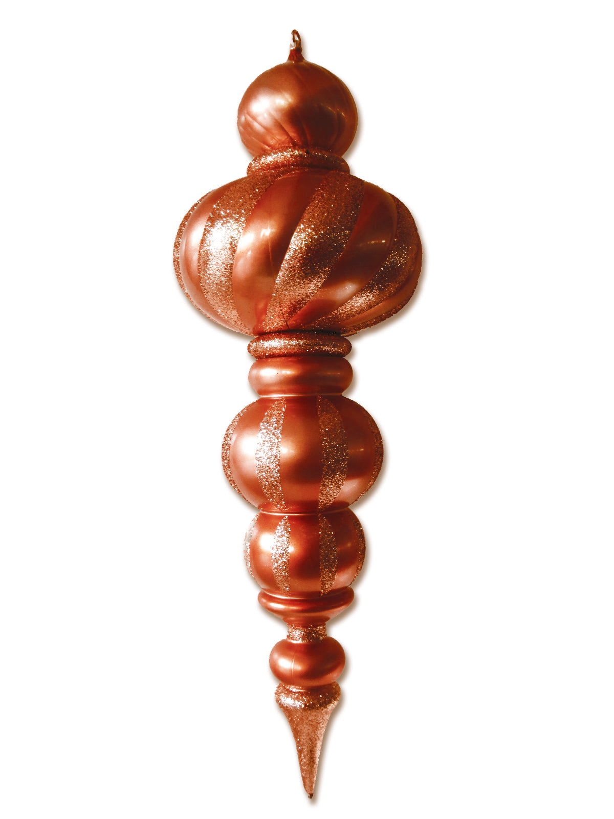 38.5" Copper Oversized Finial Ornament with Glitter Enhancements