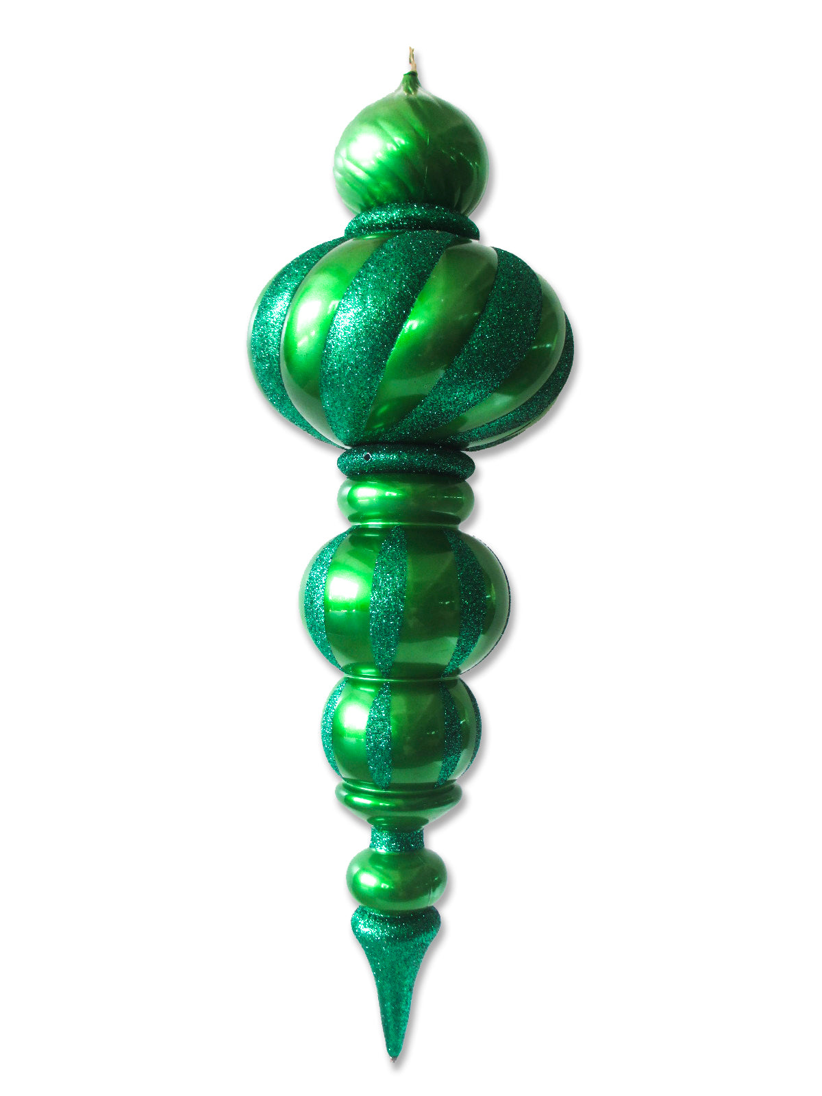 38.5" Green Oversized Finial Ornaments with Glitter Enhancements