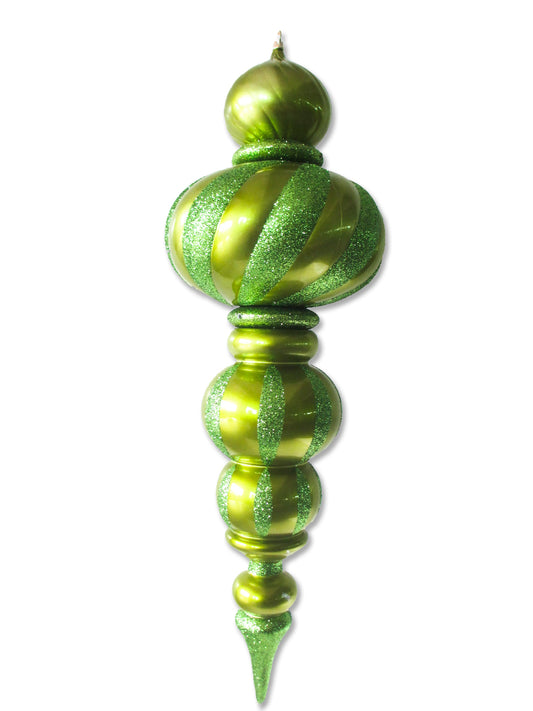 38.5" Lime Green Oversized Finial Ornament with Glitter Enhancements