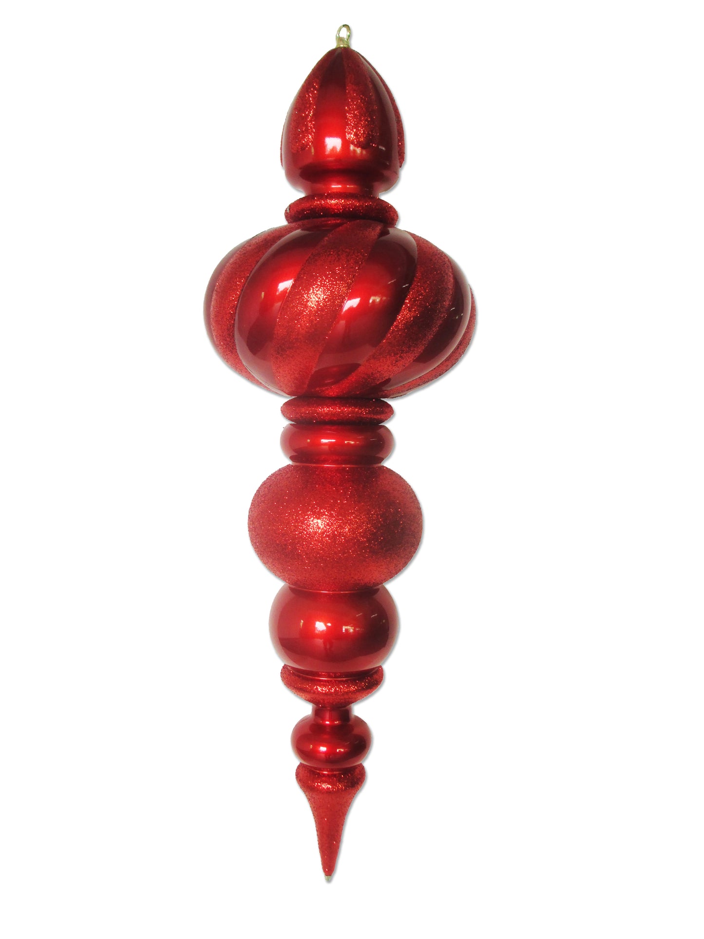 38.5" Red Oversized Finial Ornament with Glitter Enhancements