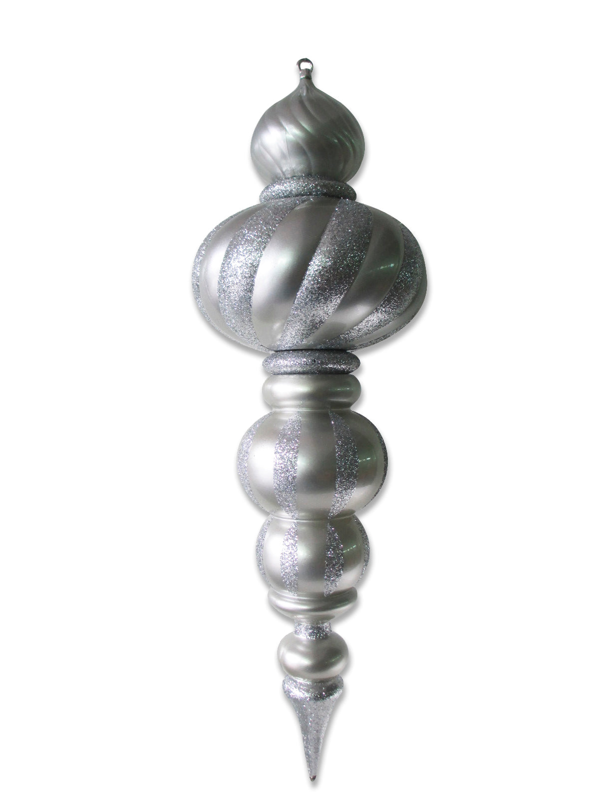 38.5" Silver Oversized Finial Ornament with Glitter Enhancements