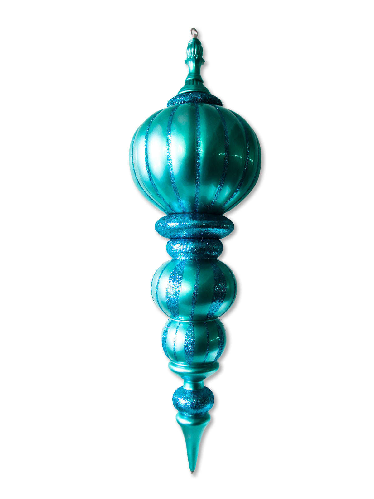 40" Shiny Aqua Oversized Finial Ornament